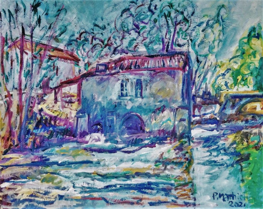 Patrick Mathieu - Artiste Peintre - Toile - Le vieux moulin sur la Saille - Bordelais