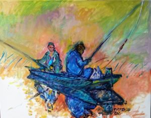 Patrick Mathieu - Artiste Peintre - Toile - Deux pêcheurs